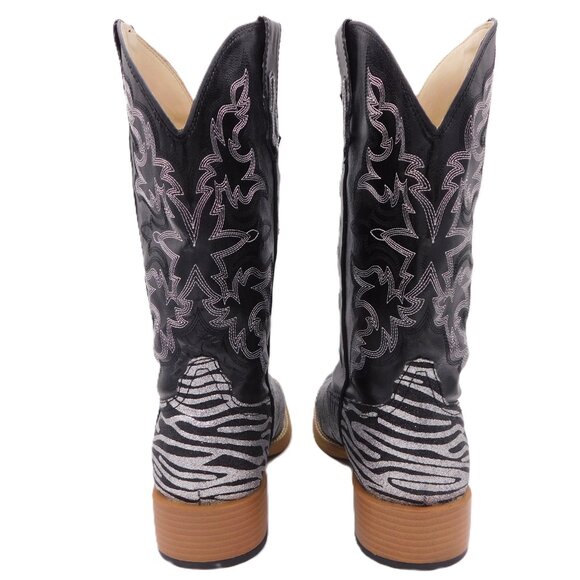 Roper Square Toe Glitter Embroidered Zebra Western Boots | Cowgirl | VGUC | 9 - Picture 4 of 11